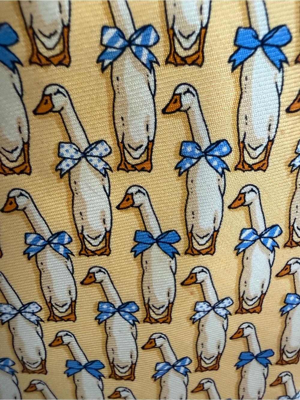 Brooks Brothers Yellow Silk Tie with Blue Motif - Picture 2 of 4